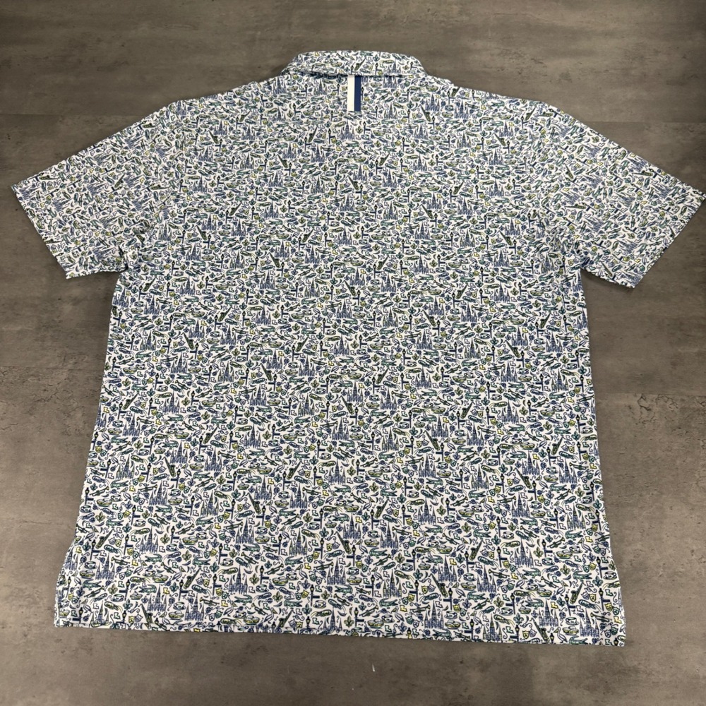 Rhoback The Quarter Polo Mens XL White New Orleans Print Performance Shirt NOLA - Picture 8 of 9